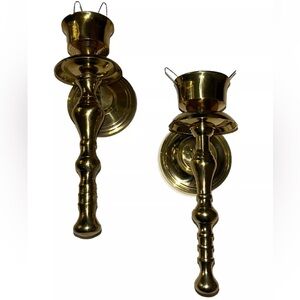 Vintage Brass Wall Sconce Candle Holders Gold Tone Elegant Regency